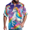 thumbnail image 1 of Robot Unicorn Attack Men's Short Sleeve Beach Shirts, Casual Button Down Poplin Printed Summer Tops - Unisex, 1 of 6
