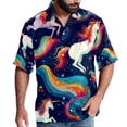 thumbnail image 1 of Robot Unicorn Attack Men's Short Sleeve Beach Shirts Poplin Spread Collar Tops Casual Printed Button Down Summer Unisex, 1 of 1