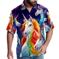 thumbnail image 1 of Robot Unicorn Attack Men's Short Sleeve Casual Printed Button Down Beach Shirt - Summer Unisex Top, 1 of 1