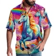 thumbnail image 1 of Robot Unicorn Attack Men's Short Sleeve Printed Poplin Shirt with Spread Collar Tops - Casual Button Down Summer Beach Shirt for Men and Women, 1 of 6