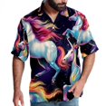 thumbnail image 1 of Robot Unicorn Attack Men's Short Sleeve Shirts, Casual, Printed, Button Down Short, Summer Beach Shirts, Unisex, 1 of 1