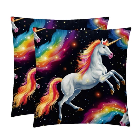 Robot Unicorn Attack Set with Unique CoversPatterns - 2 Pack Decorative Pillows for Bed - Includes Pillow Inserts - Available in 16x16, 18x18, 20x20 Inches for Any Occasion