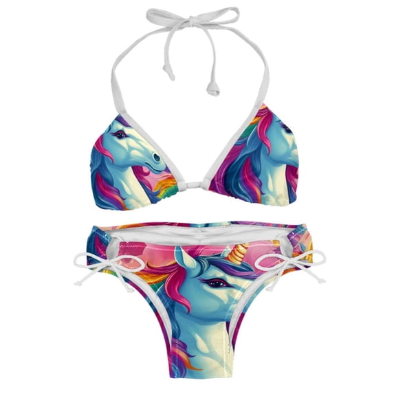 Robot Unicorn Attack Swim Suit Women Bikini Set Detachable Sponge Adjustable Strap Two-Pack Swim Wear