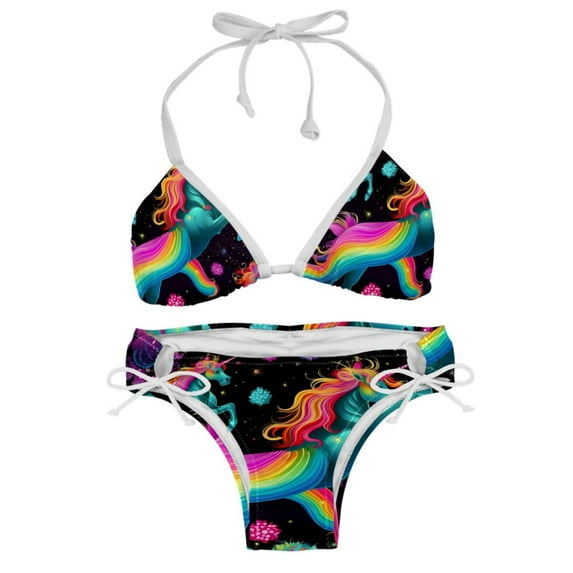 Robot Unicorn Attack Swim Wear Detachable Sponge Adjustable Strap Bikini Set Two-Pack for Multiple Scenes