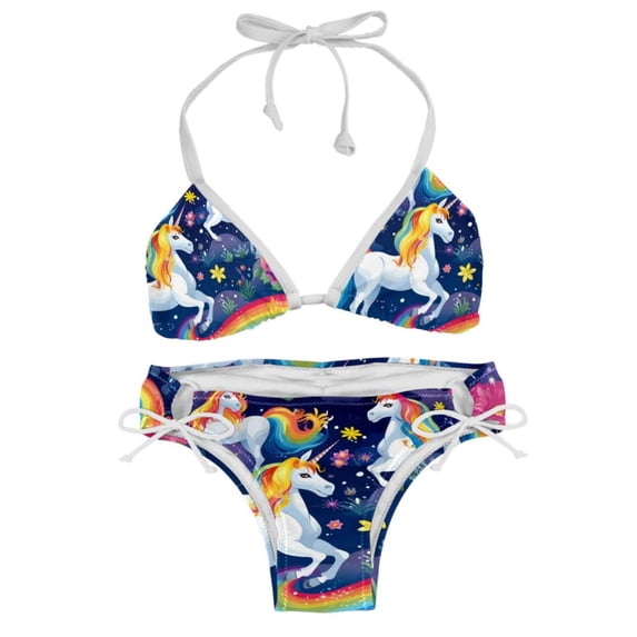 Robot Unicorn Attack Swimsuit Bikini Set, Detachable Sponge, Adjustable Strap, Two-Pack - Ideal for Beach, Pool, Vacay