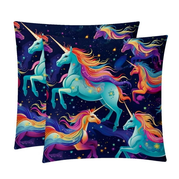 Robot Unicorn Attack Throw Pillow Covers Covers Set of 2, Velvet Cushion Case with Unique Patterns for Bed Pillows, 16x16 18x18 20x20 Inches,for Various Occasions