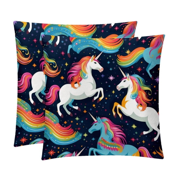 Robot Unicorn Attack Throw Pillow - Velvet Pillow Inserts Covers with Unique Patterns - Set of 2 - Available in 16x16, 18x18, 20x20 Inches for Various Occasions