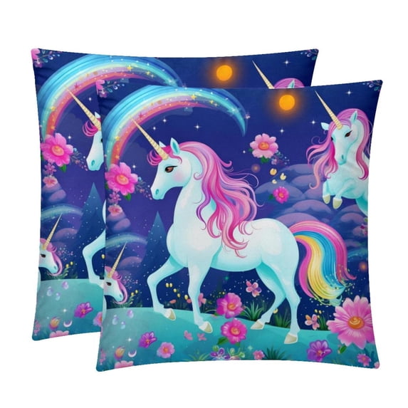 Robot Unicorn Attack Throw Pillow - Velvet Pillow Inserts Covers with Unique Patterns - Set of 2 - Available in 16x16, 18x18, 20x20 Inches for Various Occasions