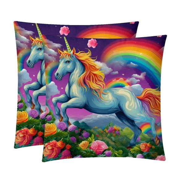 Robot Unicorn Attack Throw Pillows Set of 2 with Unique Patterns Covers - Available in 16x16, 18x18, and 20x20 Inches for Various Occasions - Includes Throw Pillow Inserts