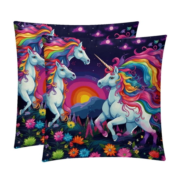 Robot Unicorn Attack Throw Pillows Set of 2 with Unique Patterns Covers - Available in 16x16, 18x18, and 20x20 Inches for Various Occasions - Includes Throw Pillow Inserts
