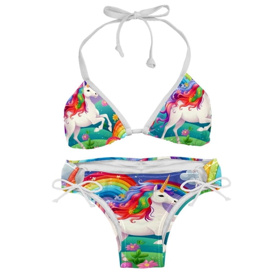Robot Unicorn Attack Two-Pack Bikini Set with Detachable Sponge and Adjustable Strap, for Beach and Swimming Suit Scenes
