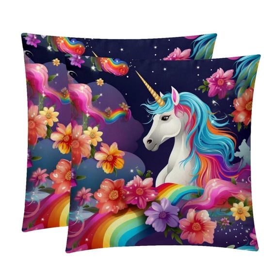 Robot Unicorn Attack with Unique Patterns Covers - Set of 2 Throw Pillows for Home Decor - Available in 16x16, 18x18, 20x20 Inches for Various Occasions