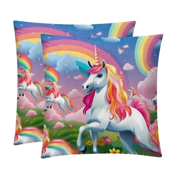Robot Unicorn Attack Velvet Bed Pillow Set with Unique Patterns in Sizes 16x16, 18x18, and 20x20 Inches - Includes 2 Chair Pillow Covers,Bed Pillow for Any Occasion