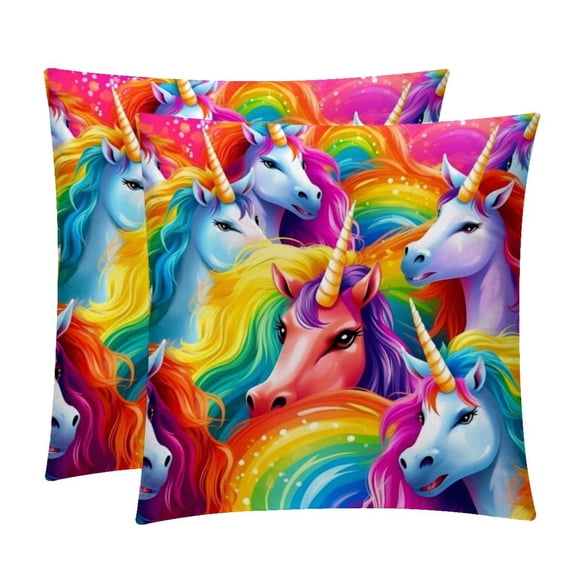 Robot Unicorn Attack Velvet Throw Pillow Inserts with Unique Patterns - Set of 2 - 16x16, 18x18, 20x20 inches for Throw Pillow Covers - Various Occasions
