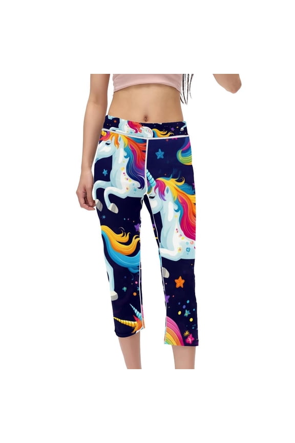 Robot Unicorn Attack Women High Waist Capris Not See-Through Printed Leggings for Running Fitness Yoga - Compression Leggings for Women, Leggings for Women, Yoga Pants