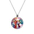 thumbnail image 1 of Robot Unicorn Attack Women's Glass Circular Pendant Necklace, 1 of 5
