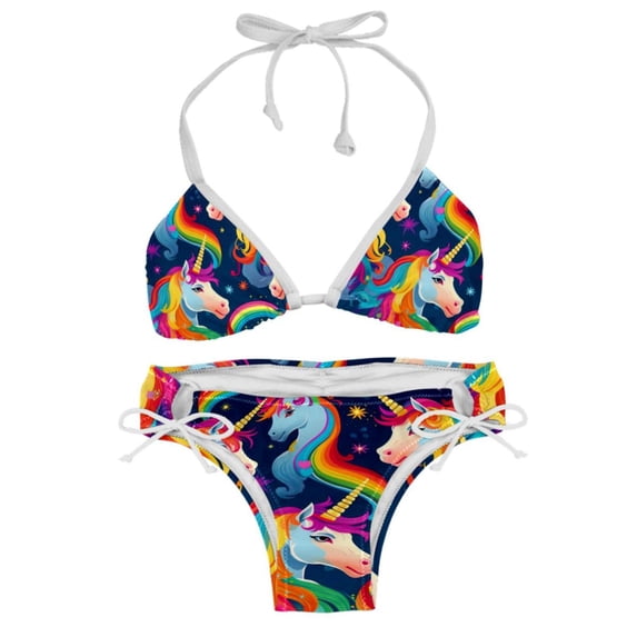 Robot Unicorn Attack Women's Swimsuit Bikini Set, Detachable Sponge, Adjustable Strap, 2-Pack, Swim Suits