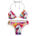 thumbnail image 1 of Robot Unicorn Attack Women's Swimsuit Bikini Set, Detachable Sponge, Adjustable Strap, Two-Pack, Beach & Pool Ready, 1 of 6