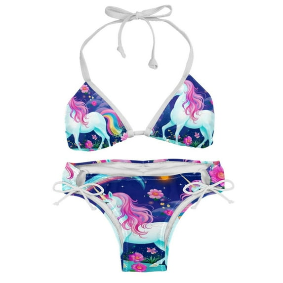 Robot Unicorn Attack Women's Swimsuit Bikini Set, Detachable Sponge, Adjustable Strap, Two-Pack, Beach & Pool Ready