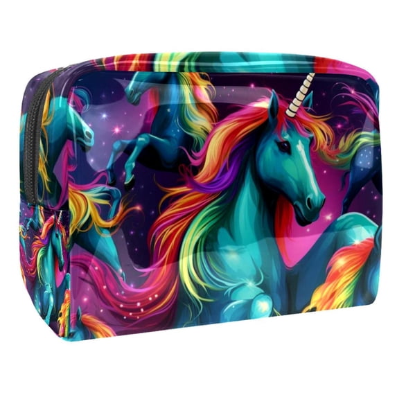 Robot Unicorn AttackCosmetic Storage Bag with Zipper, Printed Design - Makeup Organizer, Makeup Pouch, Cosmetic Bag for Men - Ideal Drawer Makeup Organizer for Ladies and Girls Traveling Out