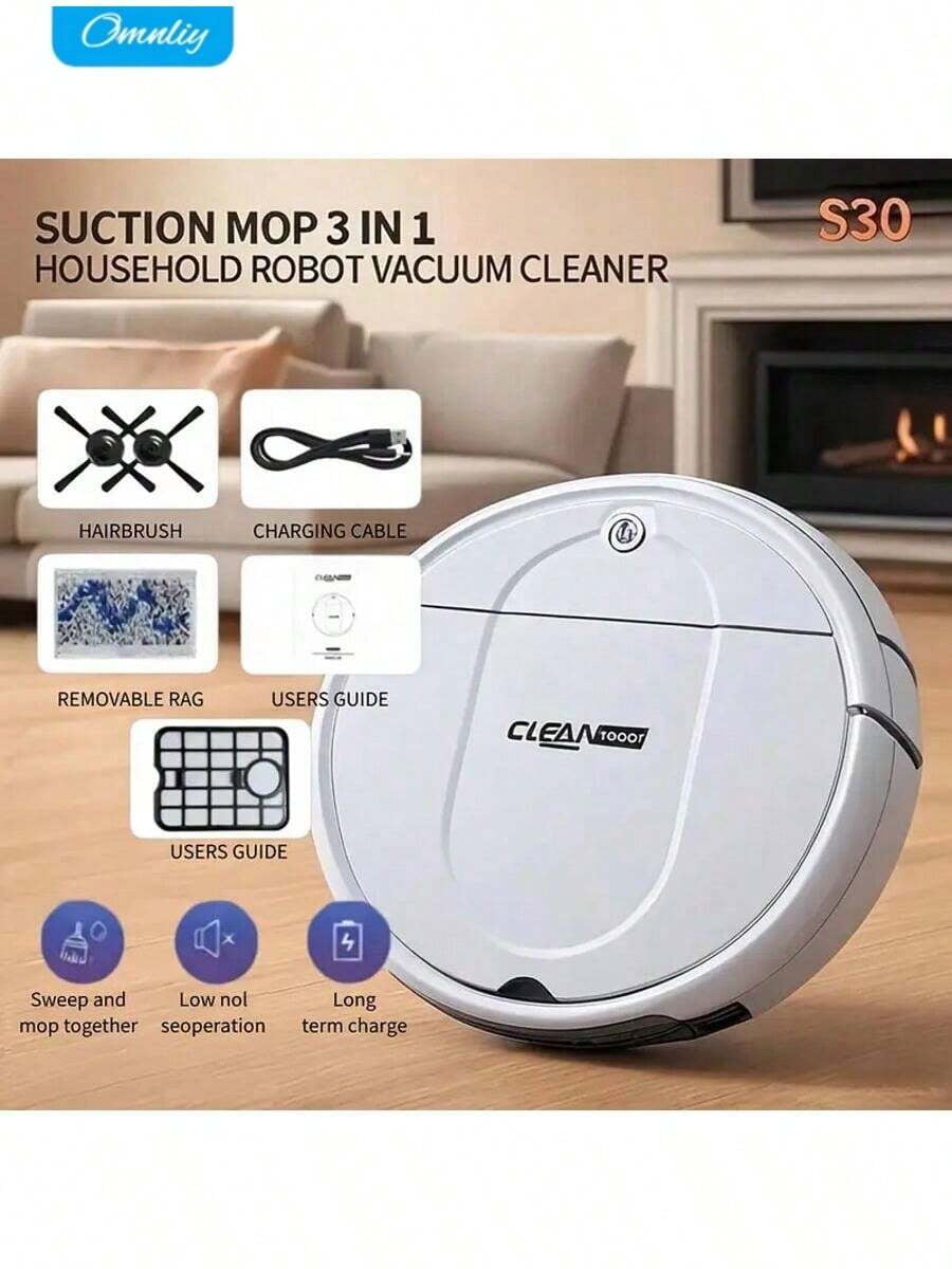 Robot Vacuum Cleaner with 1500Pa Strong Suction, 3-in-1 Robotic Vacuum for Hard Floors and Pet Hair, 150 min Runtime, Automatic Sweeper for Home Office Cleaning