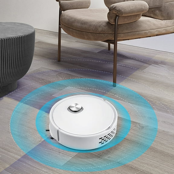 Robot Vacuum Cleaner 2025,Strong Suction Low Noise Pet Hair Floor Carpet Cleaner Sweeping Mopping Vacuuming Auto-Adjust Cleaning Head Easy DIY For Bedroom Living Room Kitchen Sofa Bed Bottom-White