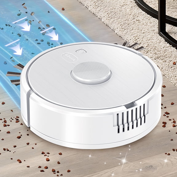 Robot Vacuum Cleaner, 7x2.2inch 2-in-1 Sweeping and Mopping Robot, Long Battery Life, Strong Suction, USB Charging Cable, One-Click Start, for Cleaning Floors,Carpet(White)