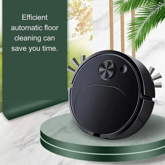 Robot Vacuum Cleaner, Rechargeable 3 in 1 Intelligent Sweeping Robot for Pet Hair, Hard Floors, Carpets, Automatic Vacuum Cleaner Low Noise, Black