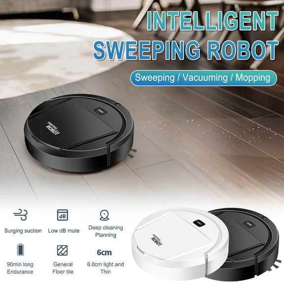 Robot Vacuum Cleaner,Slim Quiet,Suction Sweep Mop,Bluetooth 5.3,Under-Bed Access,Intelligent Anti-Collision U-Turn,1200mAh Battery Fast Charge 2.5H,400ml Washable Cartridge,AUX Cable Included