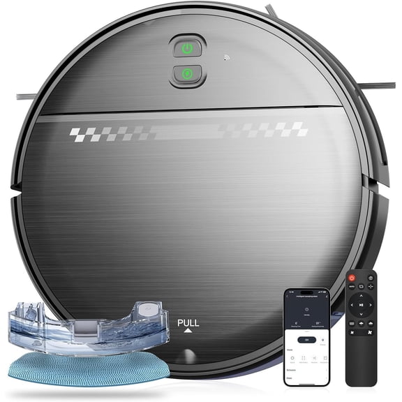 Robot Vacuum and Mop Combo, 2-in-1 Mopping Robot Vacuum Cleaner with 2300Pa Suction, 2.87'' Slim Design, /App/Voice Control, Obstacle Avoidance&Self- for Hard Floors, Carpets,