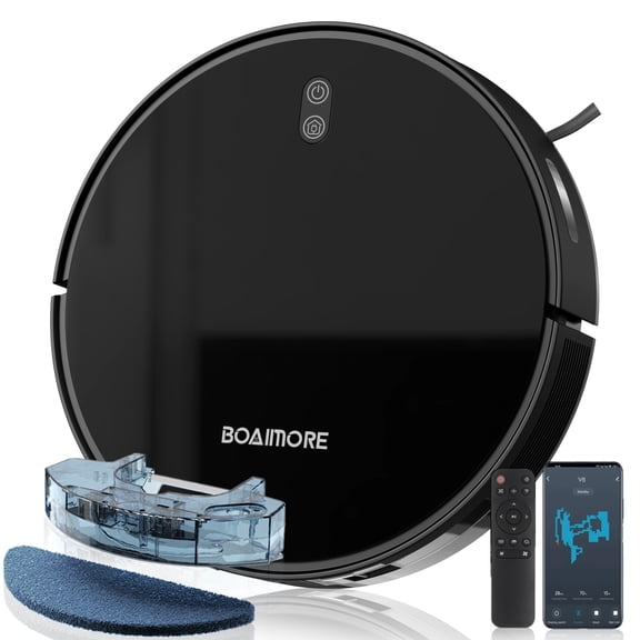 Robot Vacuum and Mop Combo, 2-in-1 Robotic Vacuum Cleaner for Hard Floors & Low-Pile Carpet, App & Remote Control, Slim Quiet Auto-Recharge Smart Mapping for Pet Hair