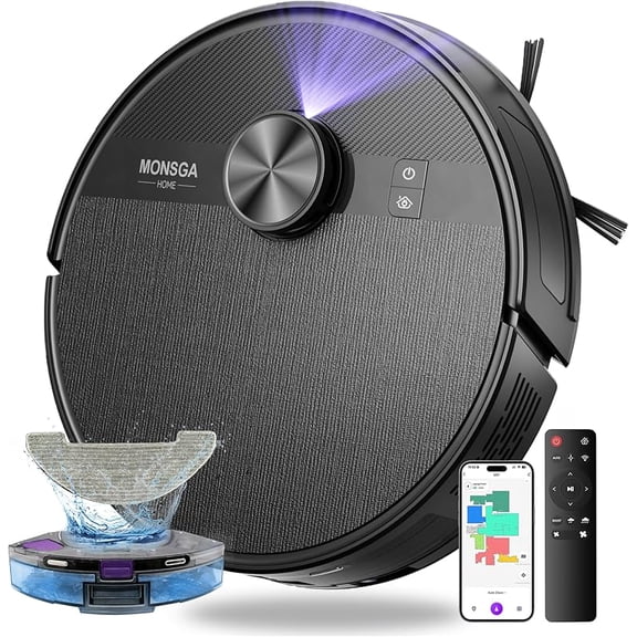 Robot Vacuum and Mop Combo, 5000Pa Robotic Vacuum with Lidar Navigation, 180mins Runtime, Tangle-Free Robot Mop, 5 Editable Maps, APP/Remote/Voice Control, Ideal for Hard Floors and Carpets