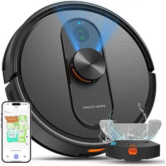 Robot Vacuum and Mop with Mapping, LiDAR Navigation Robotic Vacuums 5000Pa, Self-Recharging, Wi-Fi/App/Alexa Control,No-Go Zones, Ideal for Pet, Hard Floors, Carpet
