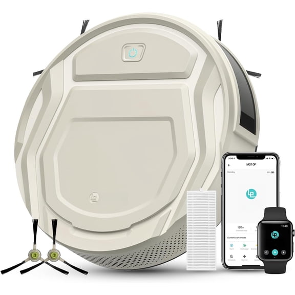 Robot Vacuum, Slim Quiet, 3 Adjustable Suction Levels, Robot Vacuum Cleaner Ideal for Hard Floor and Daily Cleaning, WiFi/App/Alexa/iWatch Control, M210 Pro
