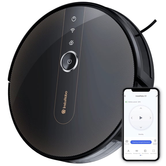 Robot Vacuum with Smart Mapping, Schedule Clean, InstaRobo X1 Robot Vacuum Cleaner, 2000Pa Suction, Wi-Fi/App/Voice/Remote Control Robot Vacuum and Mop Combo for Pet Hair, Hard Floor and Carpet, Black