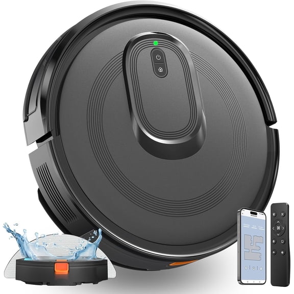 Robot Vacuum and Mop Combo, 4200Pa Suction, 2 in 1 Mopping Cleaner, Black, App & Voice Control, Self-, Obstacle Avoidance, Compatible with Alexa