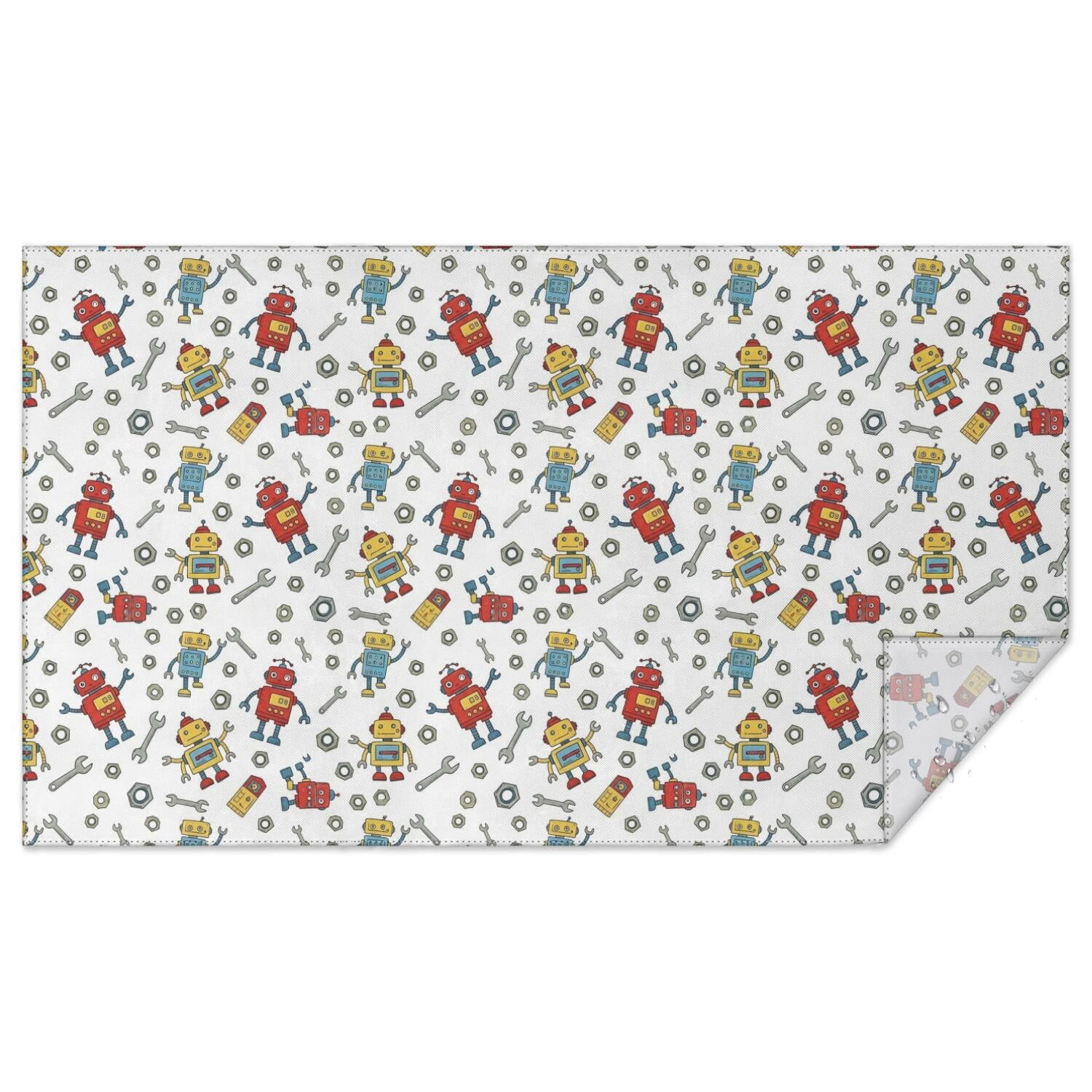 Robot and Wrenches White Pattern Waterproof Tablecloth, Rectangular ...