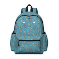 thumbnail image 1 of Robot and Dots Blue Pattern Cute School Backpack with Padded Back and Adjustable Shoulder Straps 13.4"x11"x4.7", 1 of 5