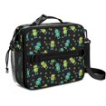 thumbnail image 1 of Robot and Gears Black Pattern Insulated Lunch Bag with Shoulder Strap and Bottle Holder,Bento School Lunch Bag Box,11x9.5x3.5 Inches, 1 of 5