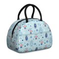 thumbnail image 1 of Robot and Gears Blue Pattern Insulated Lunch Bag,Leakproof Large Capacity Lunch Box for Work,Picnic or Travel,11.4 X 6.7 X 8.3 Inches, 1 of 6
