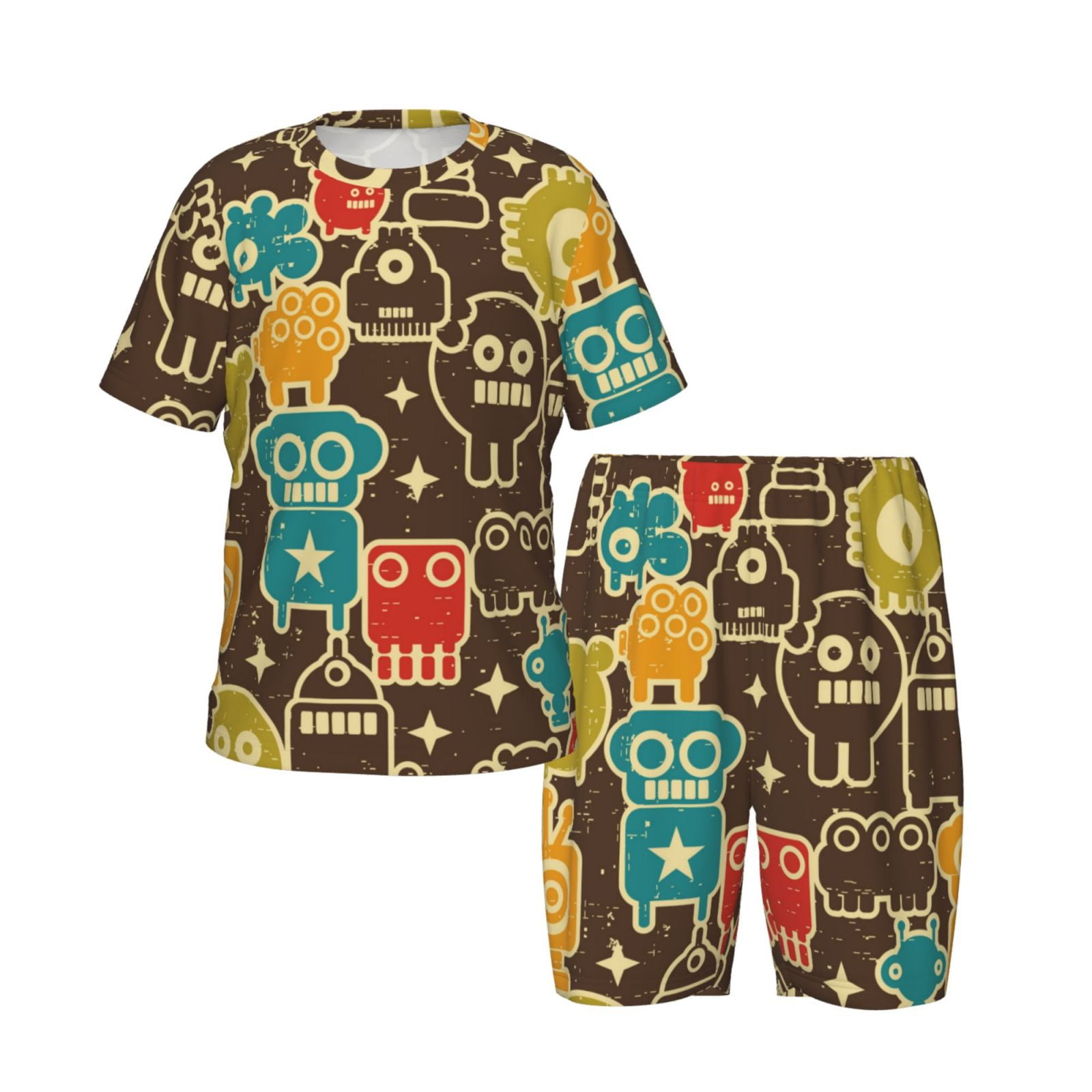 Robot and Monsters Boys Girls Pajamas, Kids Toddler Pajama Sets Short
