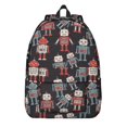 thumbnail image 1 of Robot and Robots Black Pattern Backpack for School, Cute School Bag with Adjustable Shoulder Straps and Padded Back, 15.7"x11.8"x5.5", 1 of 4