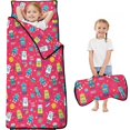 thumbnail image 1 of Robot and Rockets Red Pattern Teens Toddler Nap Mat with Pillow, Sleeping Mat Bag for Preschool Daycare 59"x22", 1 of 6