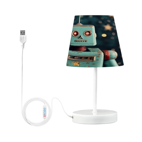 Robot and Star Desk Lamp LED Table Nightstand Lamps with 3 Color Temperatures for Home Bedroom Living Room Decor 8x12