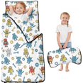 thumbnail image 1 of Robot and Wrenches White Pattern Teens Toddler Nap Mat with Pillow, Sleeping Mat Bag for Preschool Daycare 50"x20", 1 of 6