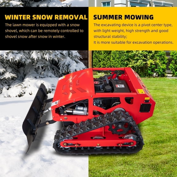 55cm Robotic Lawn Mower, Snow Plow, Remote Control, All-Terrain, Automatic Slope Braking, 9 HP