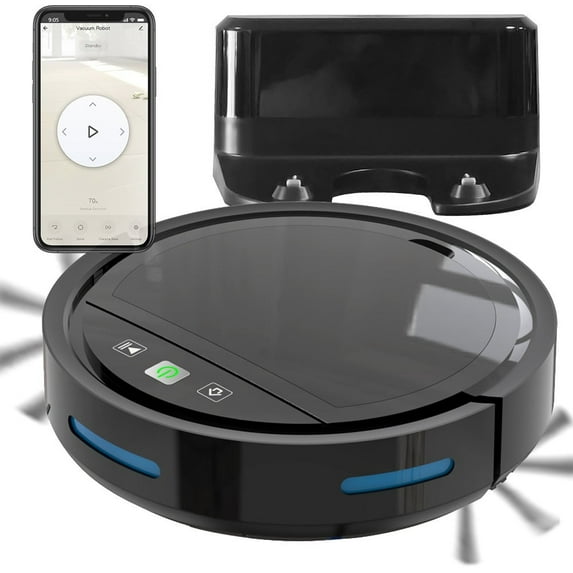 Robot vacuum and mop combo,2500Pa suction power, WiFi/app connectivity, schedule-enabled robot vacuum, 2-in-1 robot vacuum with mop pad and dustbin, self-charging, slim design, suitable for hard floo