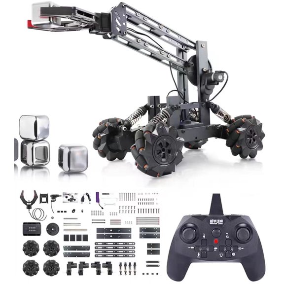 VANLINNY Robotic Arm Kits, 4 DOF DIY Educational Building Set, Rc Toy Drifting Car for Boys and Girls 8-14, Science Entry-Level for STEM Project