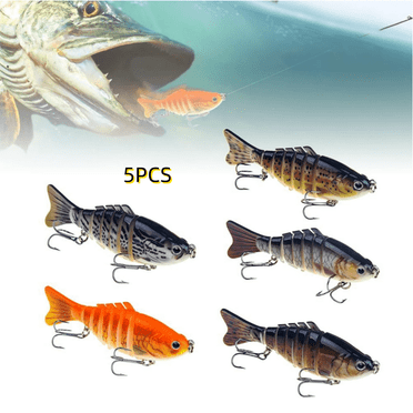 Robotic Fishing Lures, 5/10 Pcs 3D Bionic Swimming Bait for Freshwater & Saltwater, Fishing Lures Kit with Sharp Fish Hook, Fishing Gear Attracts Fishing Trout for Beginners, Amateurs