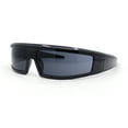 thumbnail image 1 of Robotic Futurism Streamline Wrap Arm Rectangular Plastic Sunglasses All Black, 1 of 4